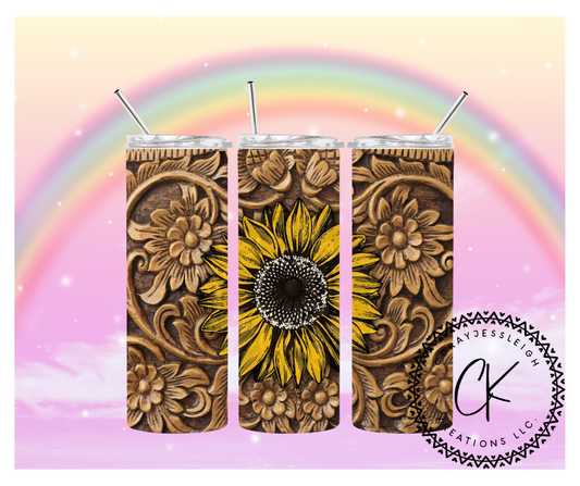 Tooled Leather Sunflower