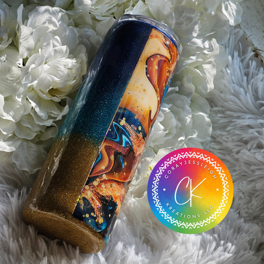 20 oz Blue Gold MARBLE